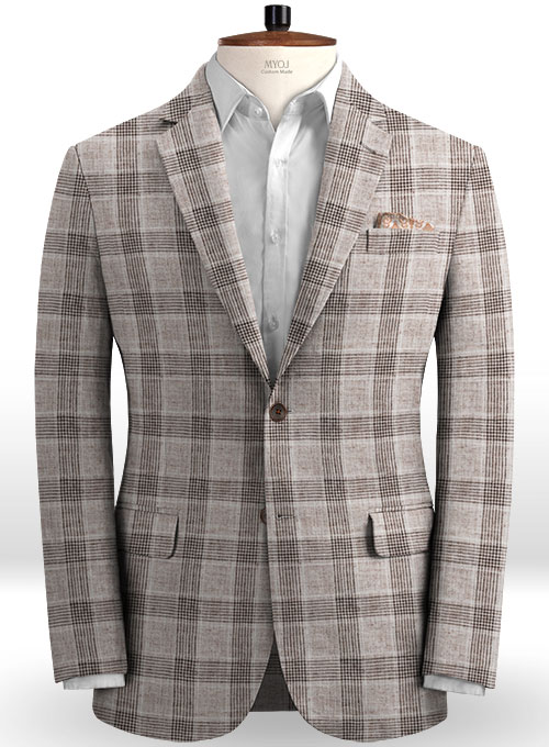 Solbiati Brown Checks Linen Jacket