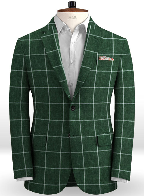 Solbiati Green Windowpane Linen Jacket