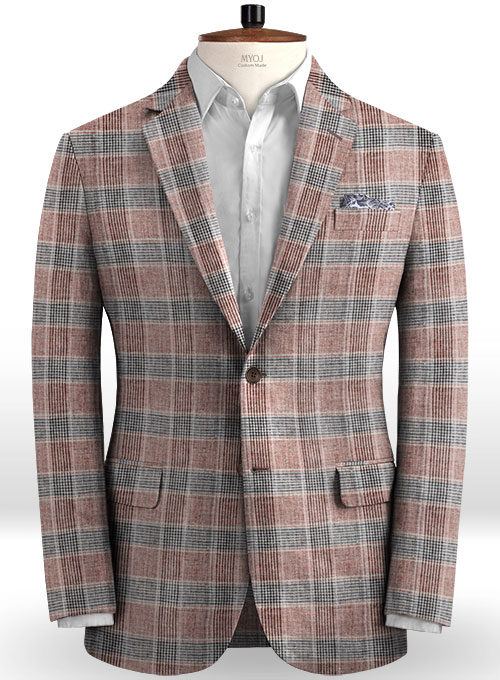 Solbiati Wine Checks Linen Jacket