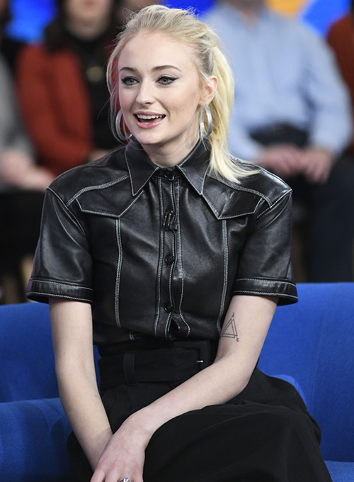 Sophie Turner Leather Shirt - Click Image to Close