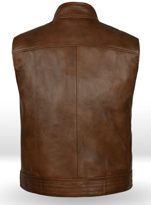 Spanish Brown Leather Vest # 325 - Click Image to Close