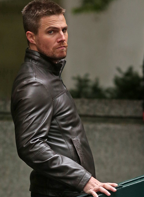 Stephen Amell Arrow Leather Jacket - Click Image to Close