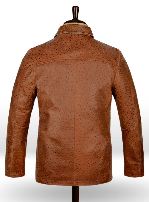 Tan Brown Ostrich Leather Hipster Jacket #2