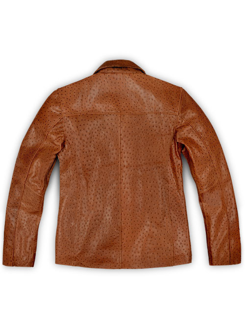 Tan Brown Ostrich Leather Hipster Jacket #2 - Click Image to Close