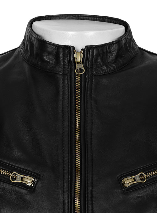 Thick Black Leather Jacket # 97 - Click Image to Close