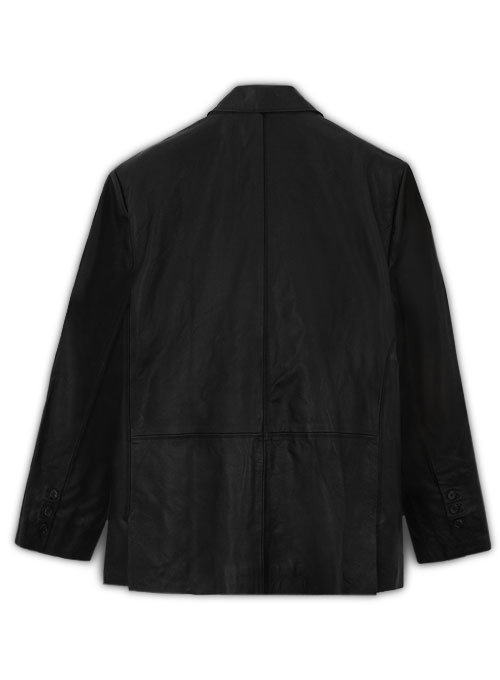 Thick Goat Black Leather Blazer - 44 Regular - Click Image to Close