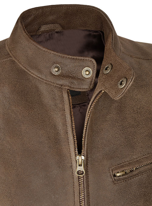 Vintage Gravel Brown Leather Cycle Jacket #3