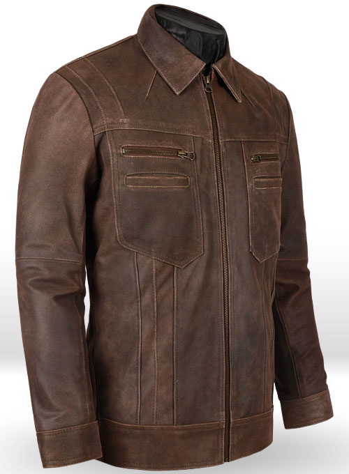 Vintage Brown Grain Leather Jacket # 104 - Click Image to Close