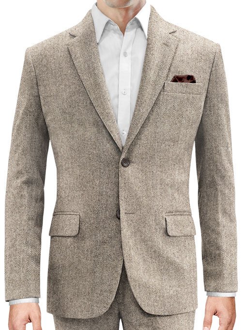 Vintage Herringbone Brown Tweed Jacket - Click Image to Close