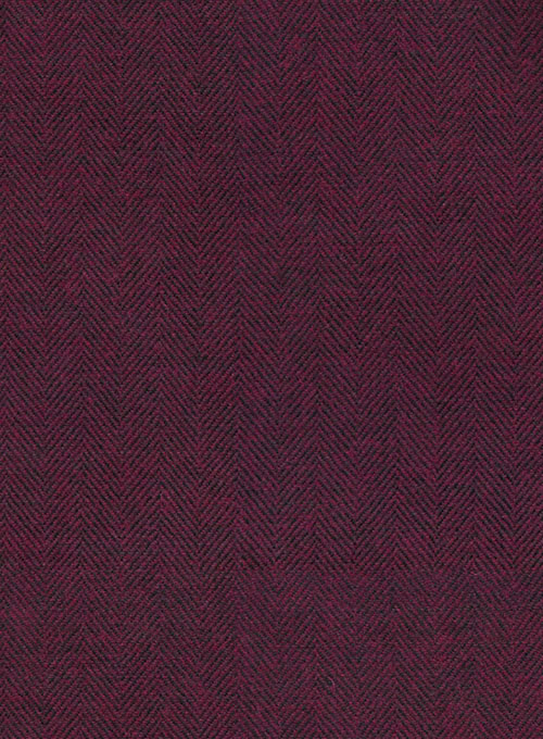Wine Herringbone Tweed Jacket - Click Image to Close