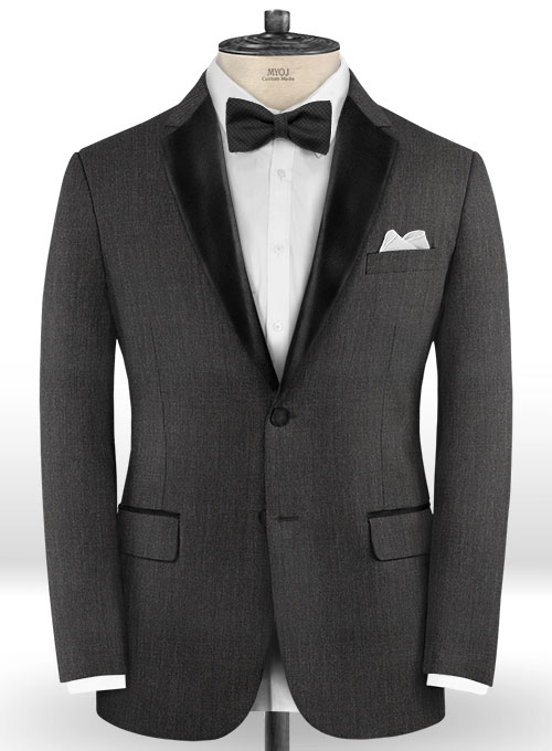 Worsted Super Dark Gray Wool Tuxedo Jacket