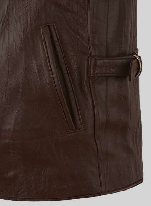 Wrinkled Brown Bruce Willis Surrogates Leather Jacket - Click Image to Close