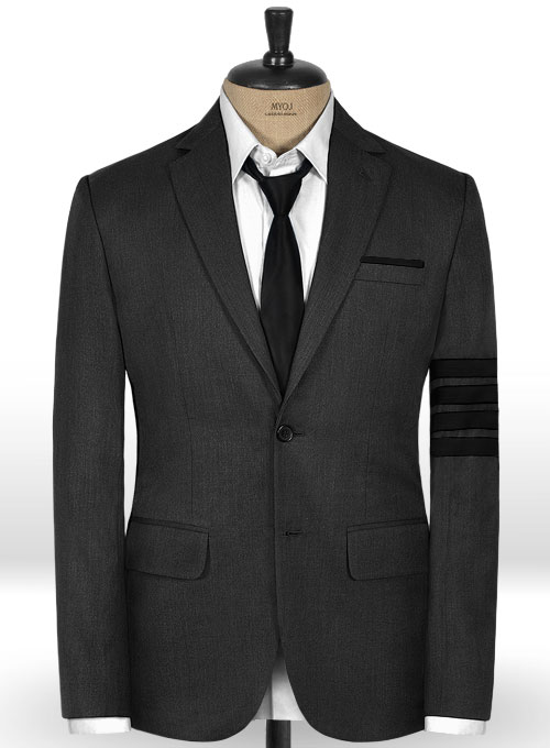 Worsted Super Dark Gray Wool Black Bar Jacket