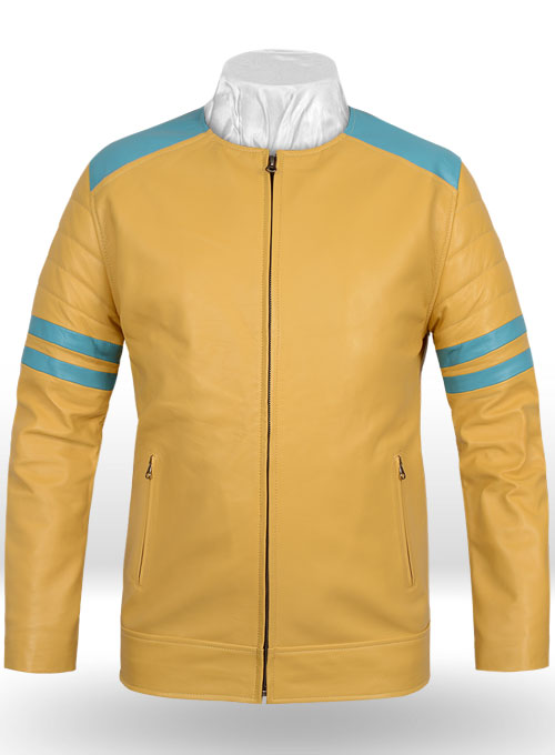 Yellow Leather Fighter T-Shirt Jacket