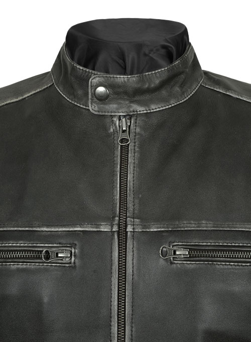 Zen Rubbed Charcoal Leather Jacket