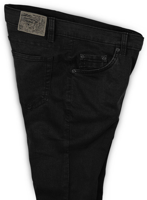 Black Body Hugger Stretch Jeans - Hard Wash - Black Thread