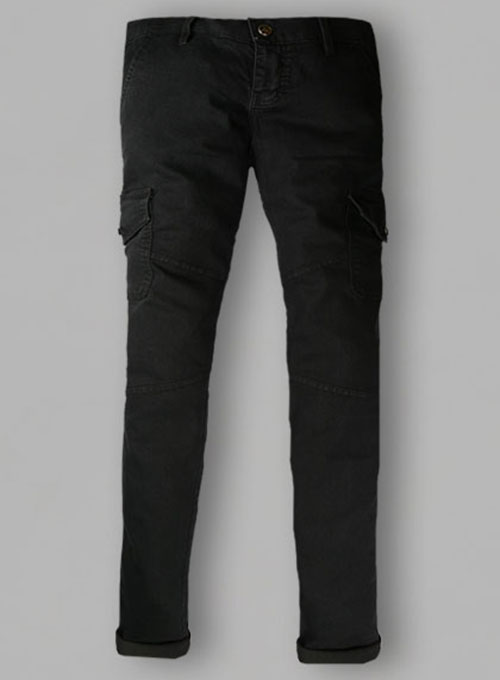 Black Body Hugger Stretch Cargo Jeans - Look #227 - Click Image to Close