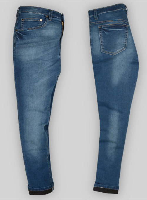 Foster Blue Stretch Jeans - Stone Wash - Click Image to Close