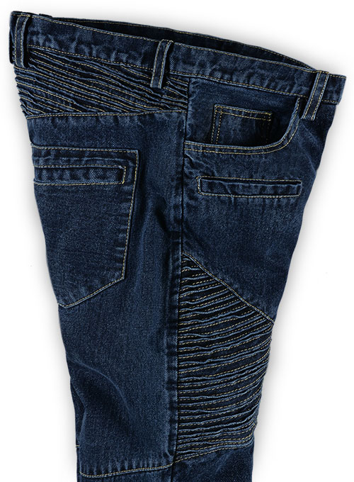 Indigo Blue Biker Jeans #111 - Click Image to Close