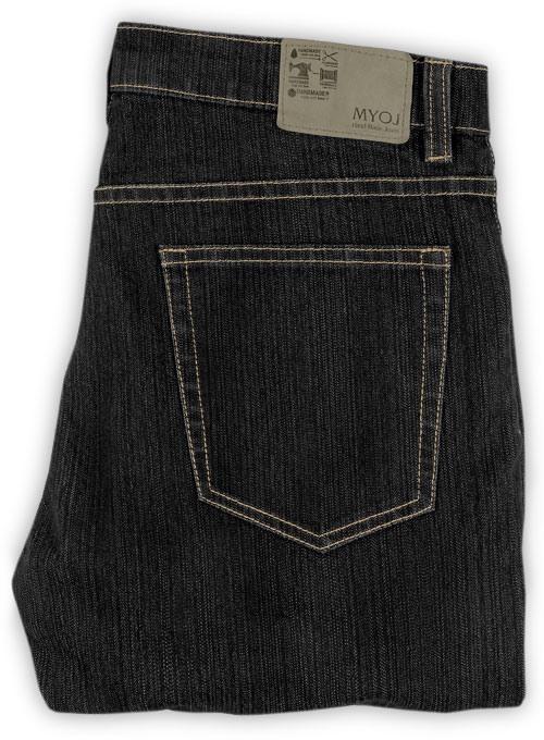 Stretch Cross Hatch Black Jeans - Hard Wash - Click Image to Close