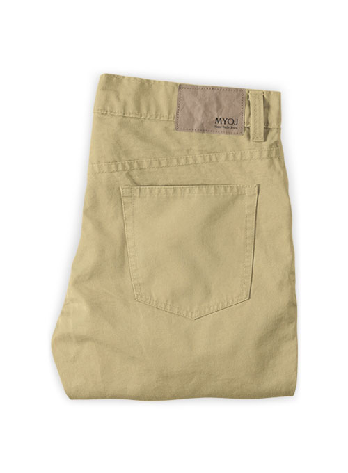 Kids Beige Feather Cotton Canvas Stretch Jeans