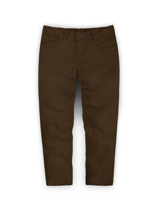 Kids Brown Feather Cotton Canvas Stretch Jeans