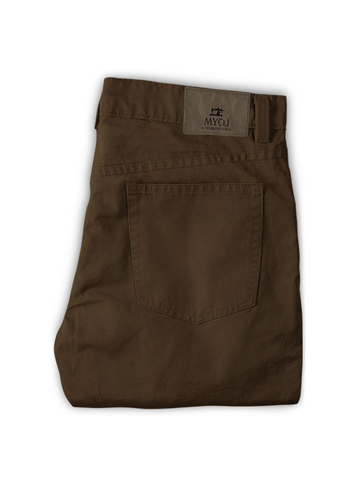 Kids Brown Feather Cotton Canvas Stretch Jeans - Click Image to Close