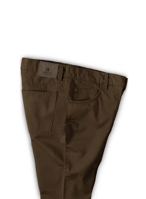 Kids Brown Feather Cotton Canvas Stretch Jeans