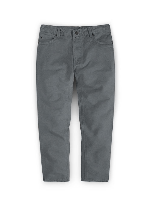Kids Gray Feather Cotton Canvas Stretch Jeans
