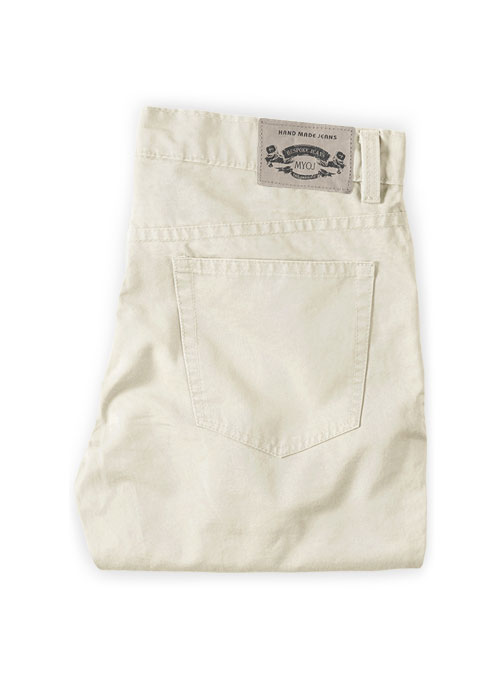 Kids Light Beige Feather Cotton Canvas Stretch Jeans - Click Image to Close