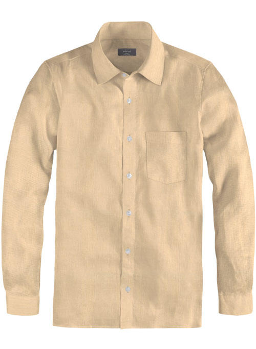 Pure Beige Linen Shirt - Full Sleeves