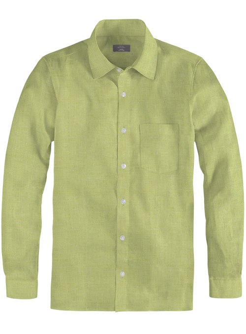 Pure Ocean Green Linen Shirt - Full Sleeves - Click Image to Close