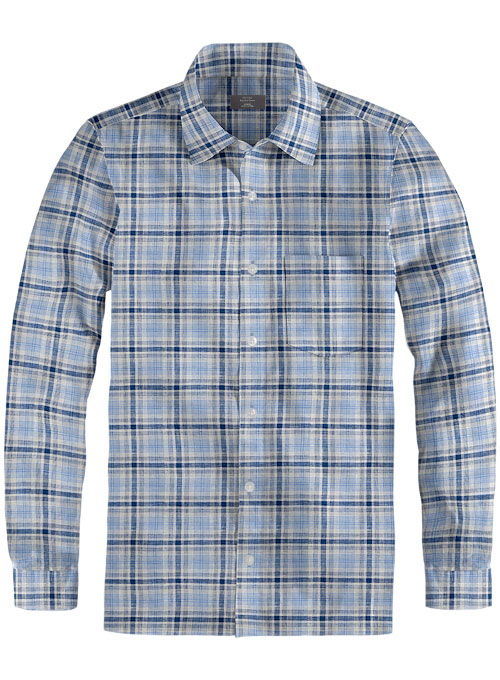 Roman Blue Power Linen Shirt - Full Sleeves - Click Image to Close