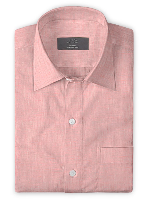 Roman Light Pink Linen Shirt - Full Sleeves