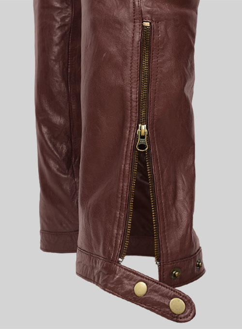 Soft Maroon Washed & Wax Belafonte Leather Pants