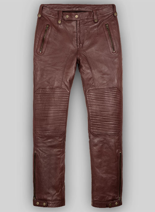 Soft Maroon Washed & Wax Belafonte Leather Pants