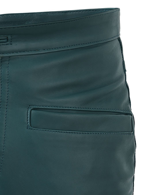 Soft Prussian Blue Zoey Leather Pants - Click Image to Close