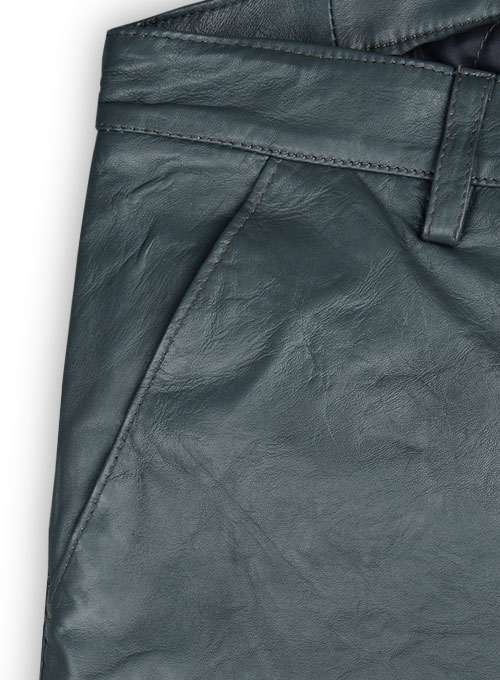 Soft Sherpa Gray Washed & Wax Leather Trousers