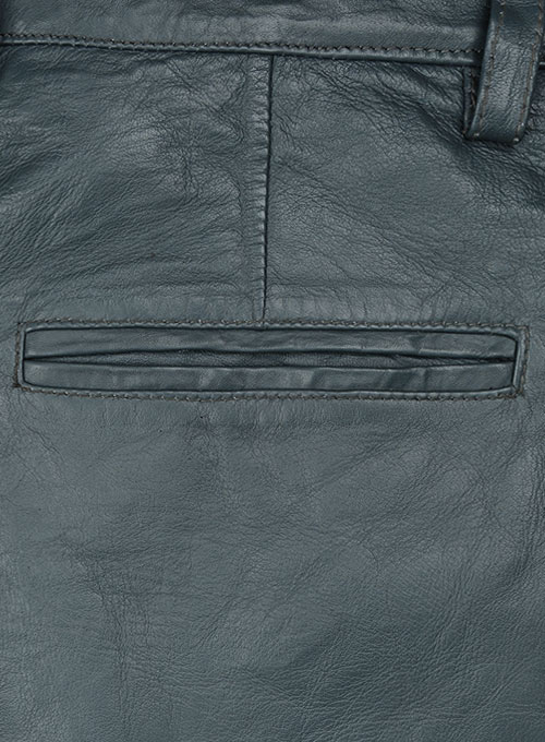 Soft Sherpa Gray Washed & Wax Leather Trousers