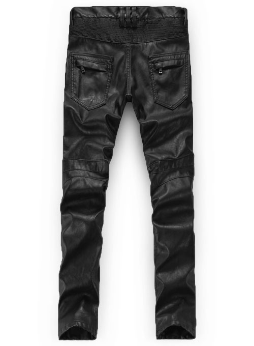Yonex Black Stretch Vegan Leather Jeans - Click Image to Close