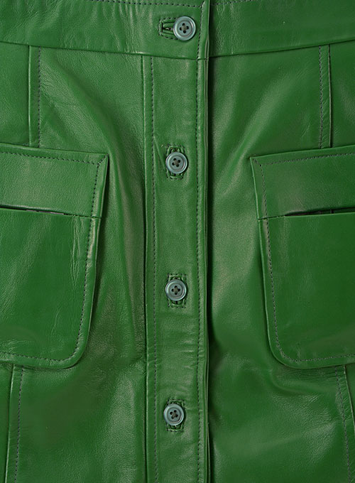 Brazil Green Button-Up Leather Skirt - # 121