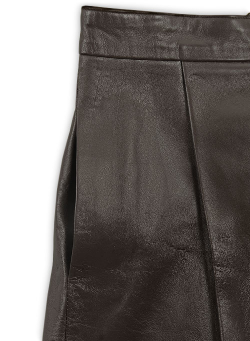 Brown Flounced Leather Skirt - # 141 - Click Image to Close