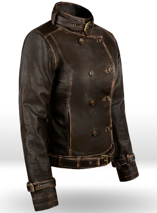 Rubbed Brown Captain America Scarlett Johansson Leather Jacket - Click Image to Close