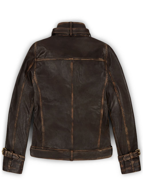 Rubbed Brown Captain America Scarlett Johansson Leather Jacket - Click Image to Close