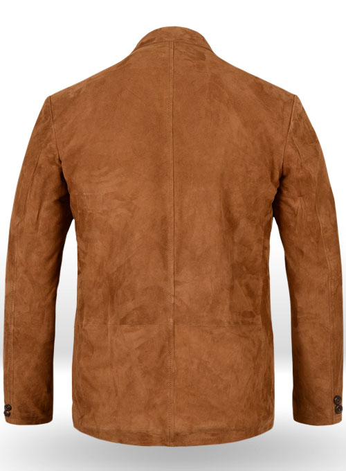 Soft Caramel Brown Suede Leather Blazer - #712 - Click Image to Close