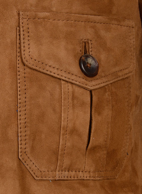 Soft Caramel Brown Suede Leather Blazer - #712 - Click Image to Close