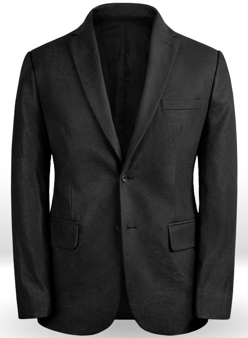 Classic Black Stretch Pleather Blazer