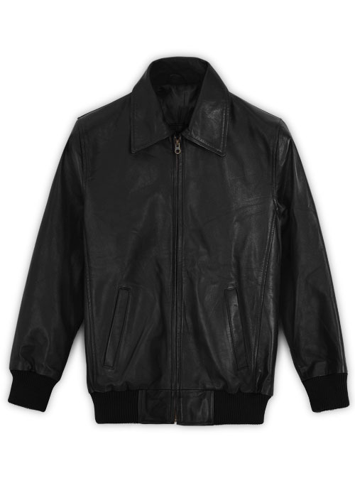 Classic Bomber Leather Jacket - Click Image to Close