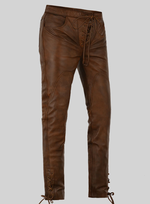 Cowboy Lace up Leather Pants - Click Image to Close