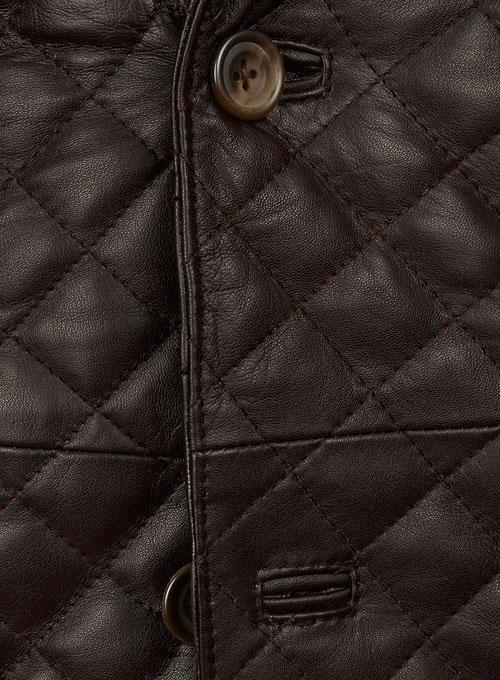 Dark Brown Bocelli Quilted Leather Blazer